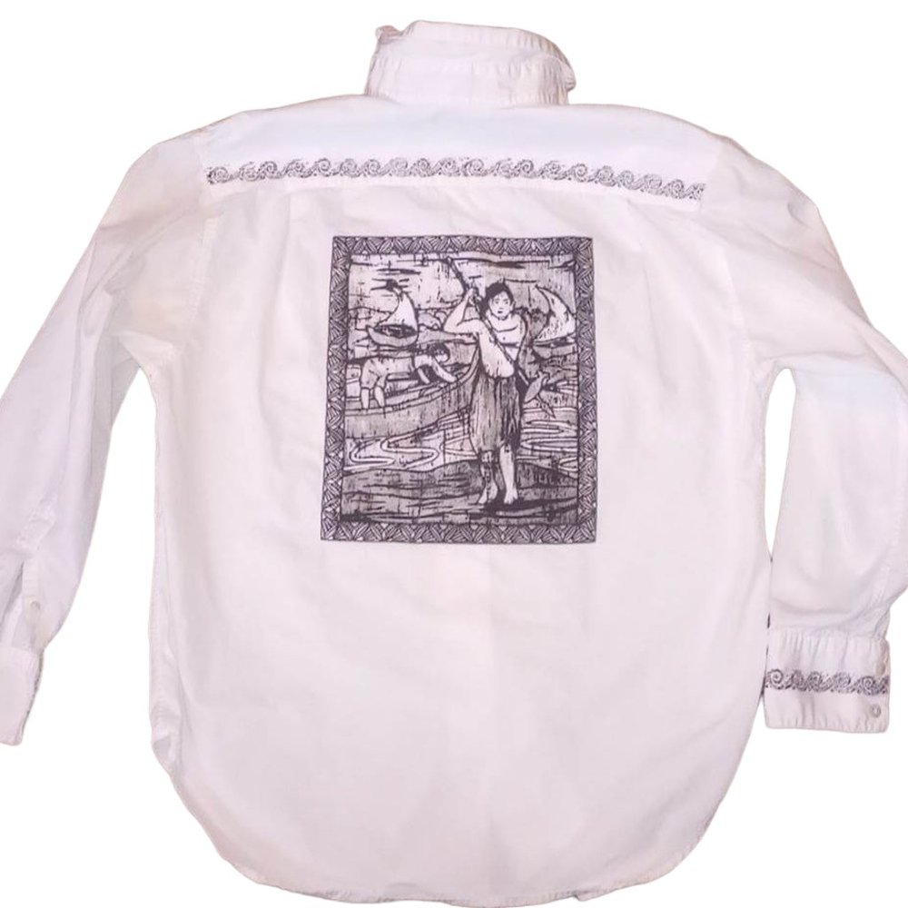 Rare Banana Republic Balinese Art French button down M